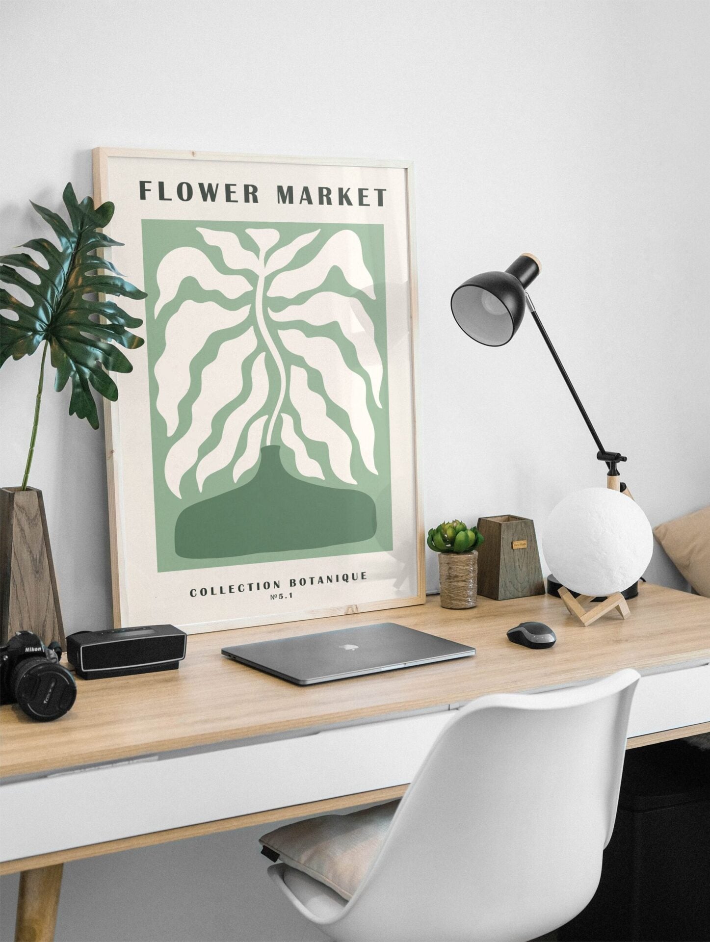 Green Flower Market Poster, Flower Market Print