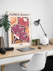 Flower Market Lima Poster, Floral Peru Print