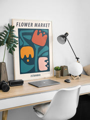 Flower Market Istanbul Poster, Turkish Floral Print