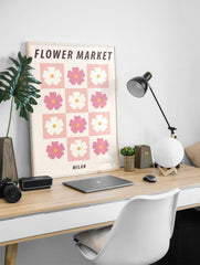 Flower Market Milan Poster, Italian Floral Print