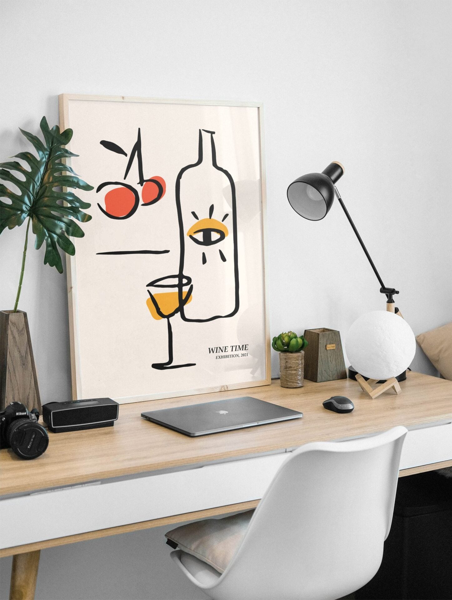 Wine Time Poster, Minimal Wine Print