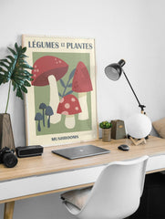 Vintage Mushrooms Poster, Mushroom Print