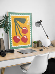 Japanese Cherries Poster, Japanese Fruit Print