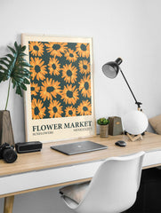 Flower Market Mexico Poster, Sunflower Print