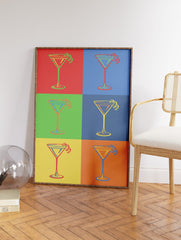 Cocktail Glasses Poster, Pop Art Cocktail Print