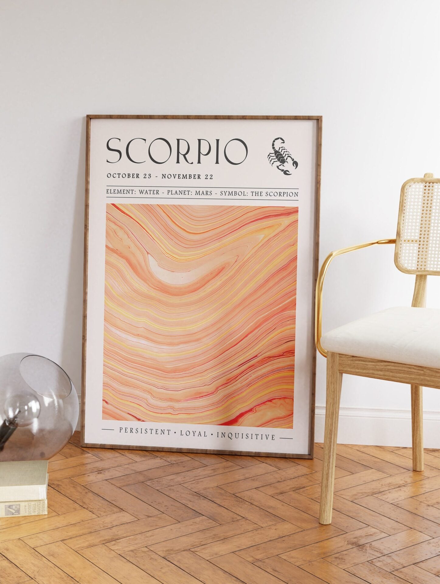 Orange Scorpio Zodiac Poster, Scorpio Zodiac Star Sign Print