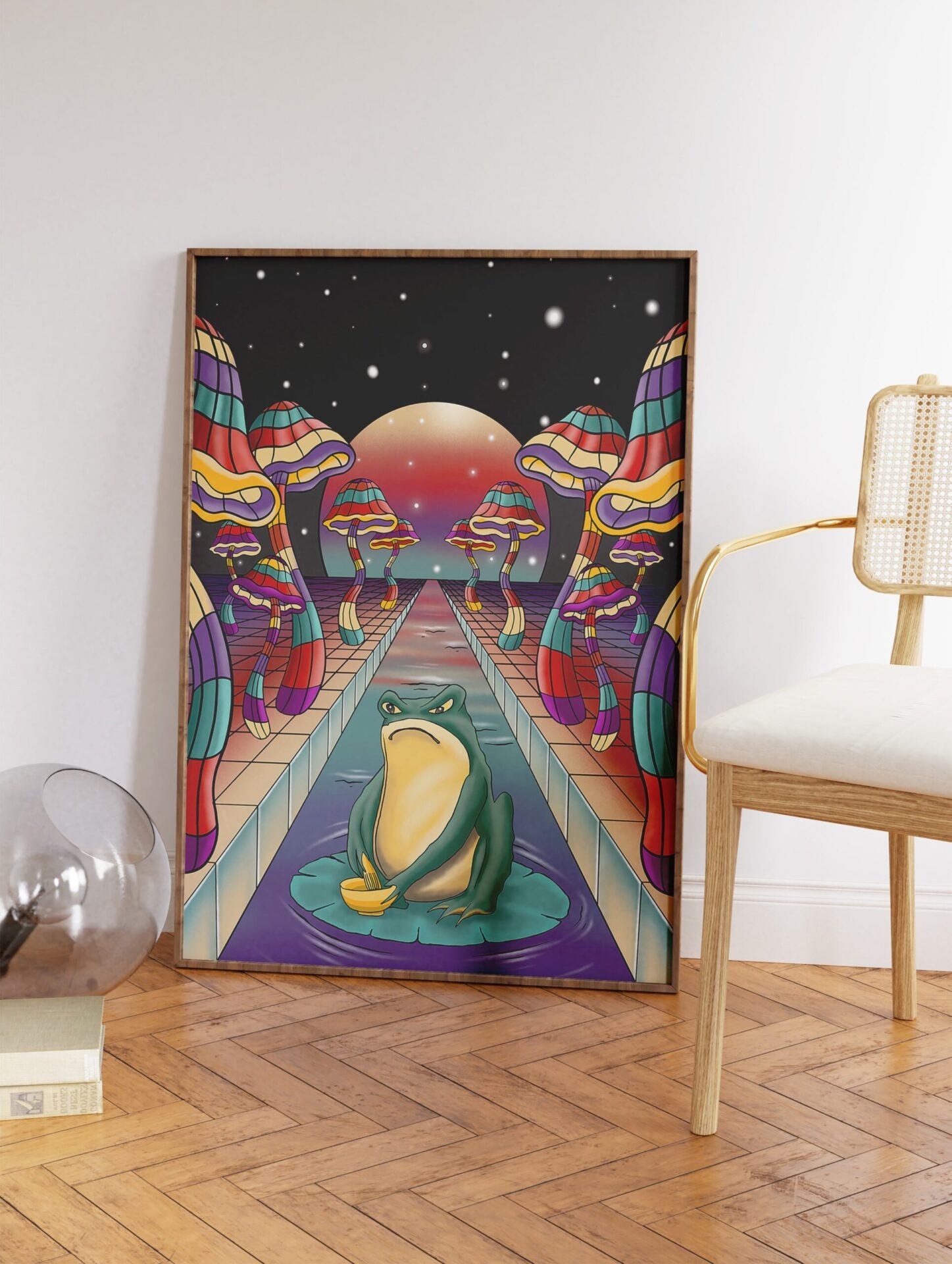 Psychedelic Frog Poster, Retro Psychedelic Frog Print