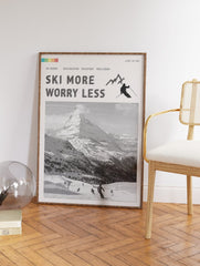 Ski More Worry Less Poster, Skiing Print