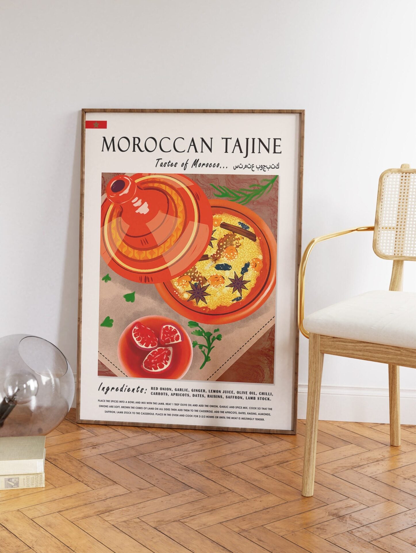 Moroccan Tajine Food Poster, Moroccan Food Print