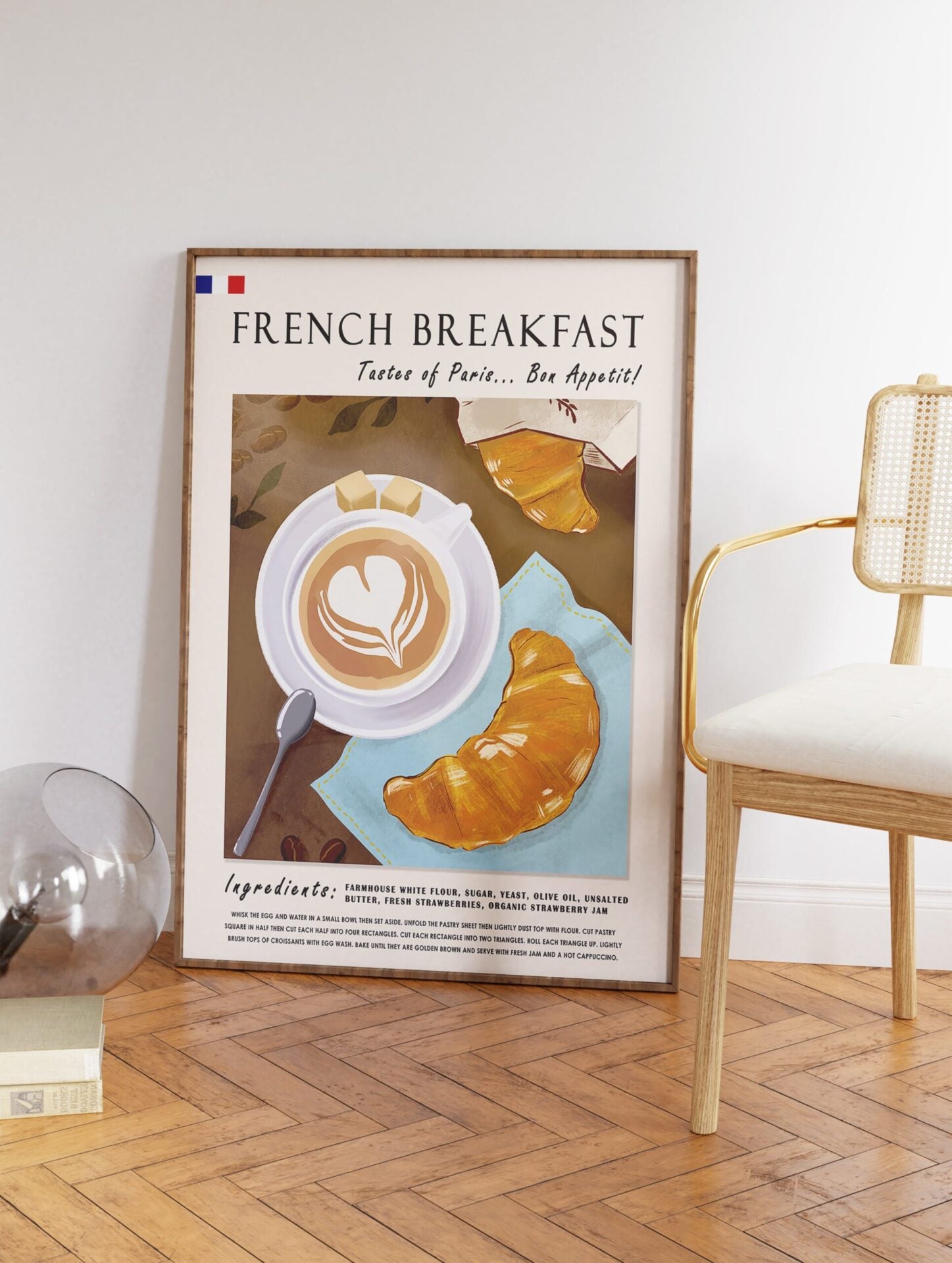 Croissant and Coffee Food Poster, Coffee Print