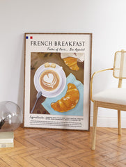 Croissant and Coffee Food Poster, Coffee Print