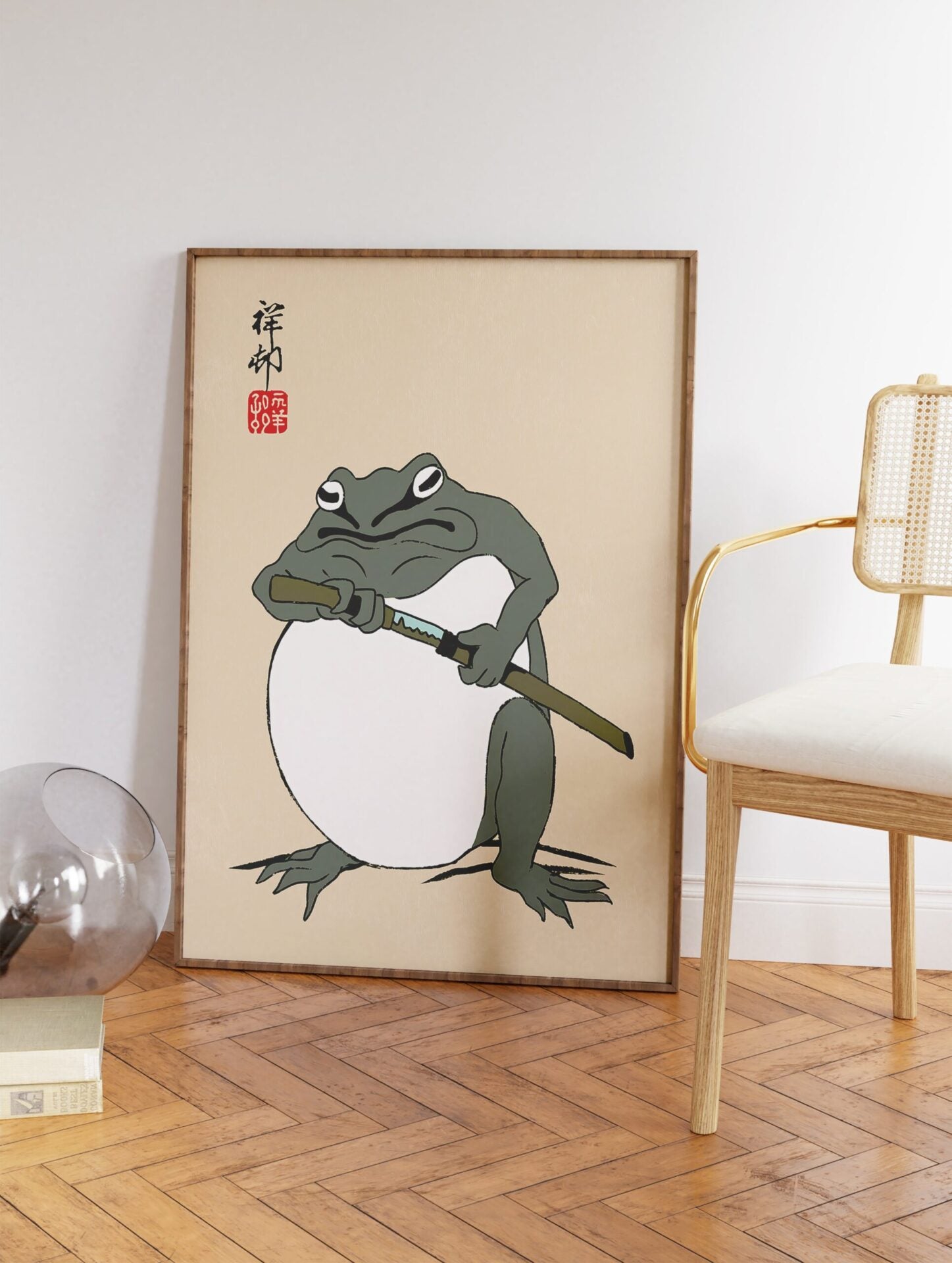 Matsumoto Hoji Japanese Samurai Frog Poster, Funny Frog Print