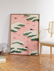 Pink Sky Poster by Watanabe Seitei, Watanabe Seitei Print
