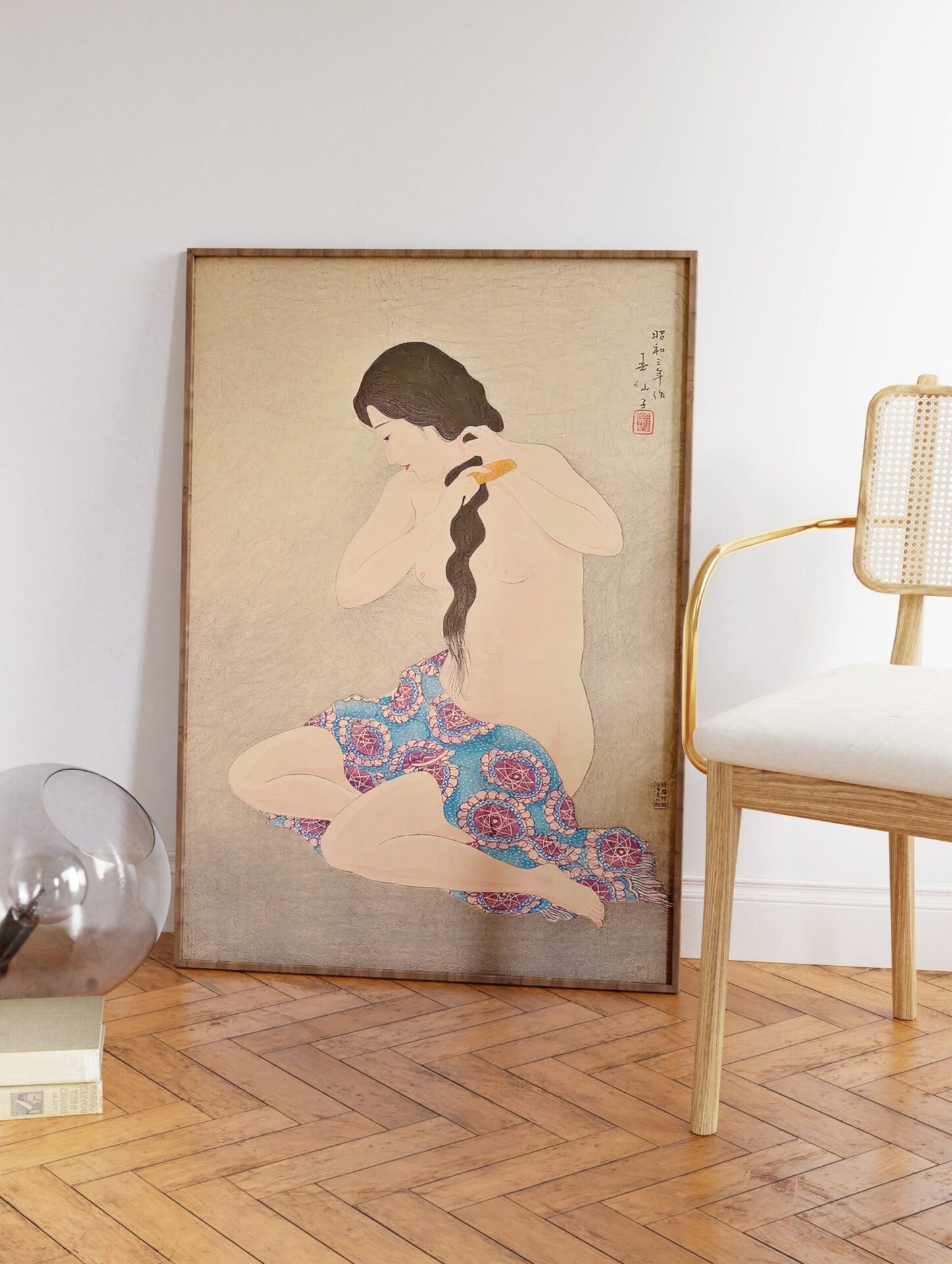 Woman Combing Hair Poster by Natori Shunsen, Natori Shunsen Print