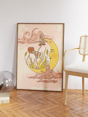 Psychedelic Moon Poster, Astrology Moon Print