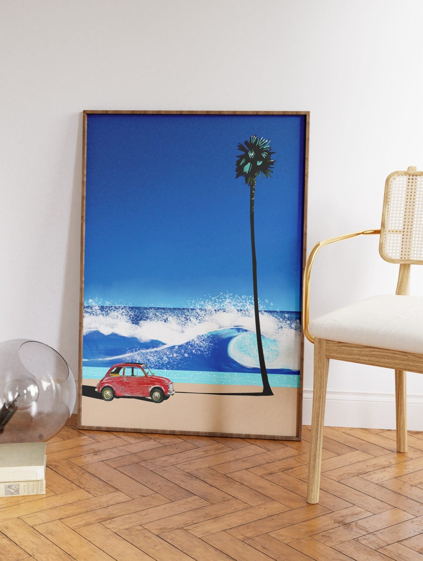 Retro Car Poster, Beach Print