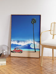 Retro Car Poster, Beach Print