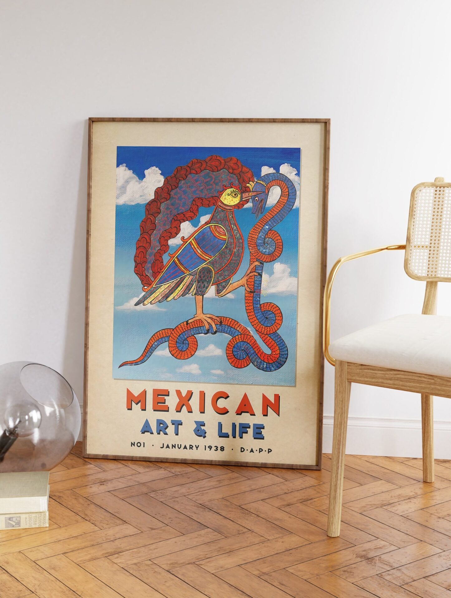 Mexican Eagle and Snake Poster, Traditional Mexican Print