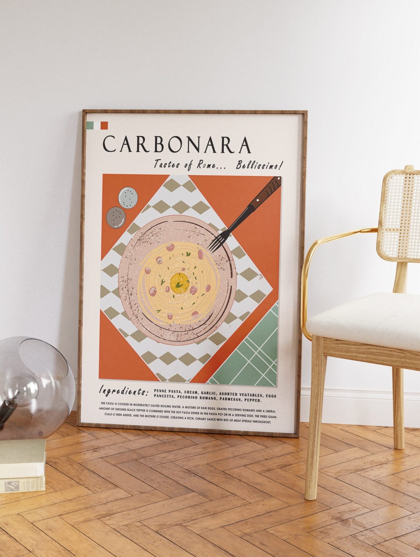 Carbonara Poster, Italian Food Print