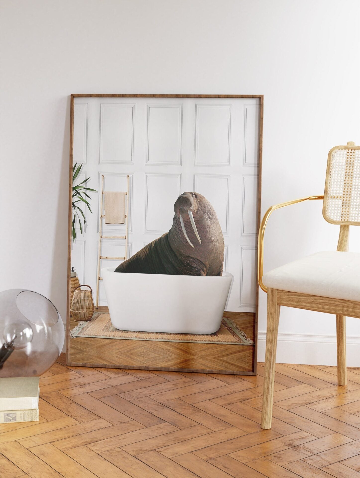 Walrus in the Bathtub Poster, Walrus Print