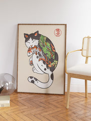 Japanese Cat Poster, Funny Cat Print