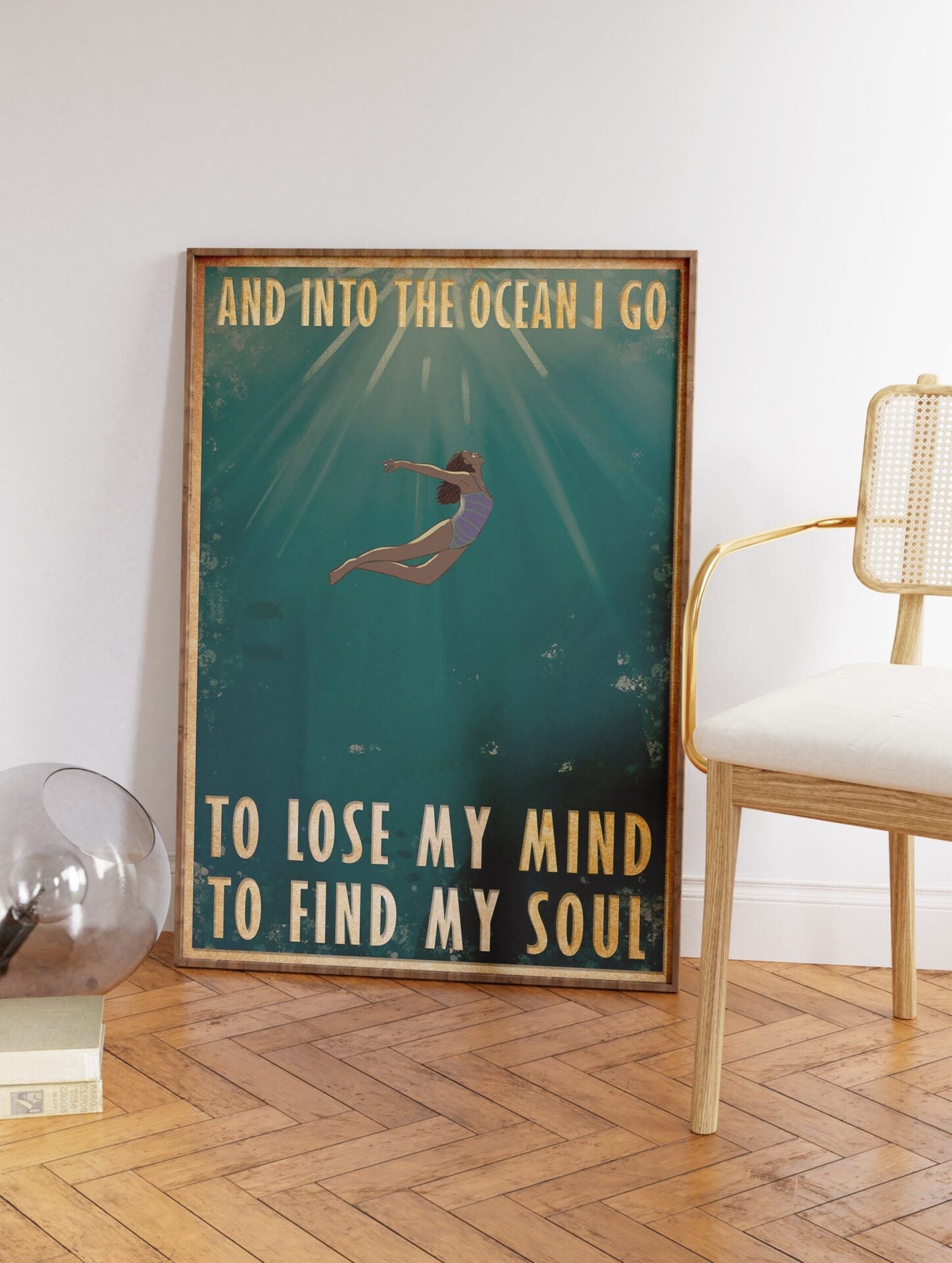 Into the Ocean I Go Spiritual Poster, Deep Sea Water Print