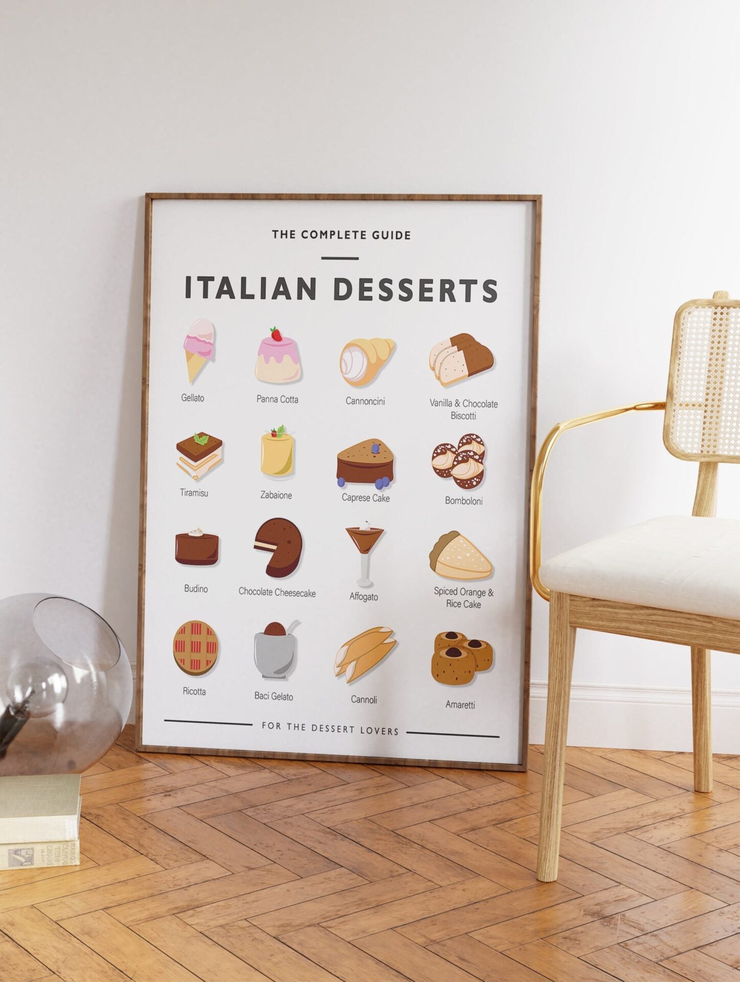 Italian Dessert Poster, Dessert Variety Print