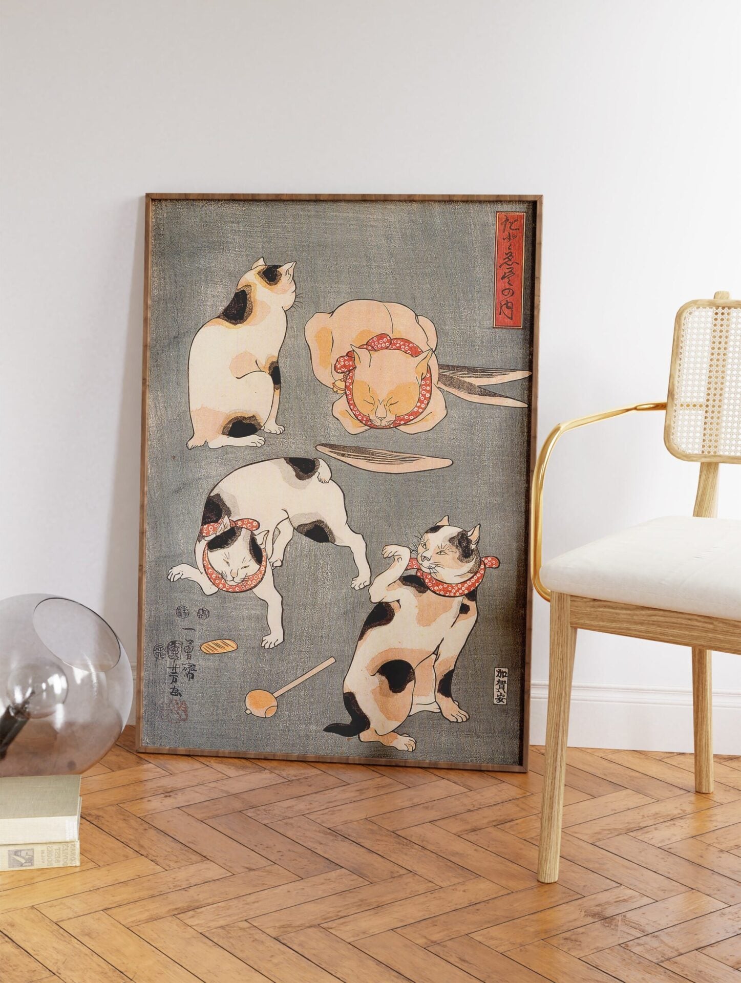 Japanese Cat Poster, Vintage Japanese Cat Print