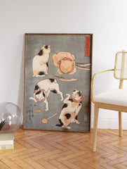 Japanese Cat Poster, Vintage Japanese Cat Print