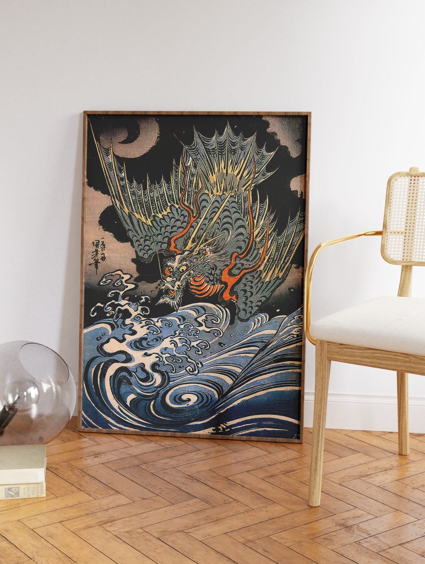 Japanese Dragon Poster, Traditional Japanese Animal Print