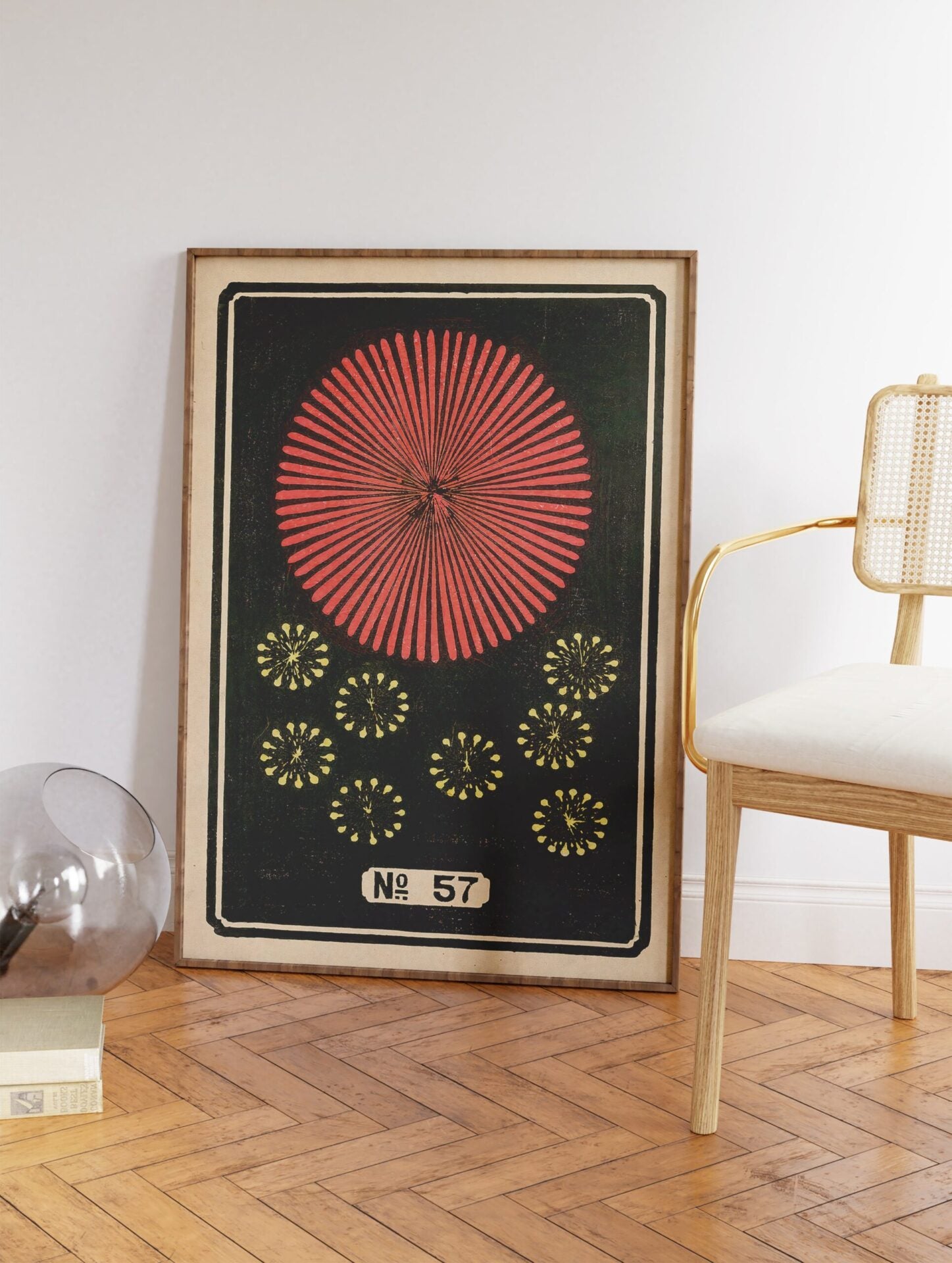 Vintage Japanese Star Firework Poster, Japanese Print