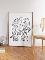 Elephant Poster, Minimalist Elephant Print