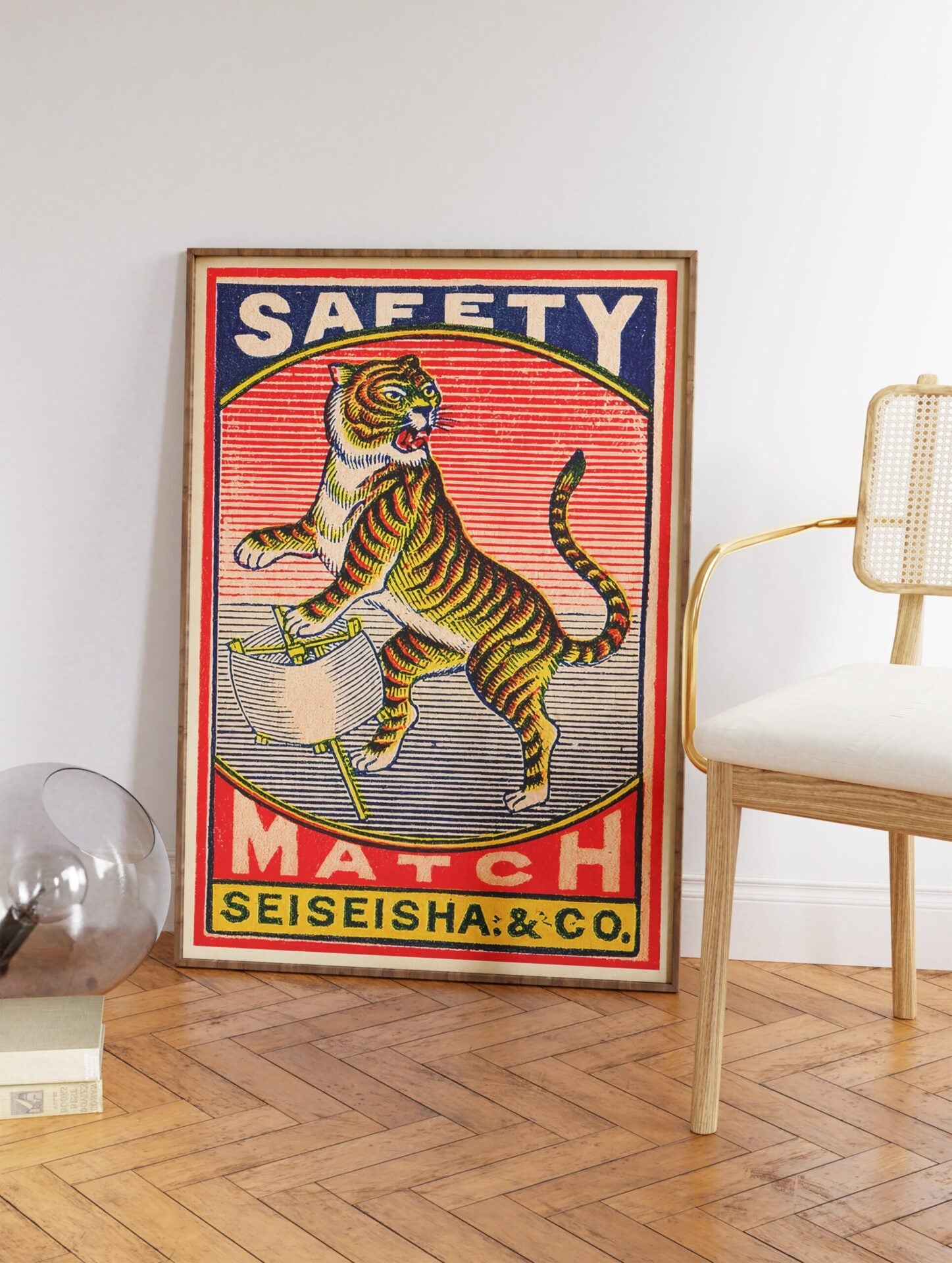 Tiger Matchbox Poster, Japanese Tiger Print