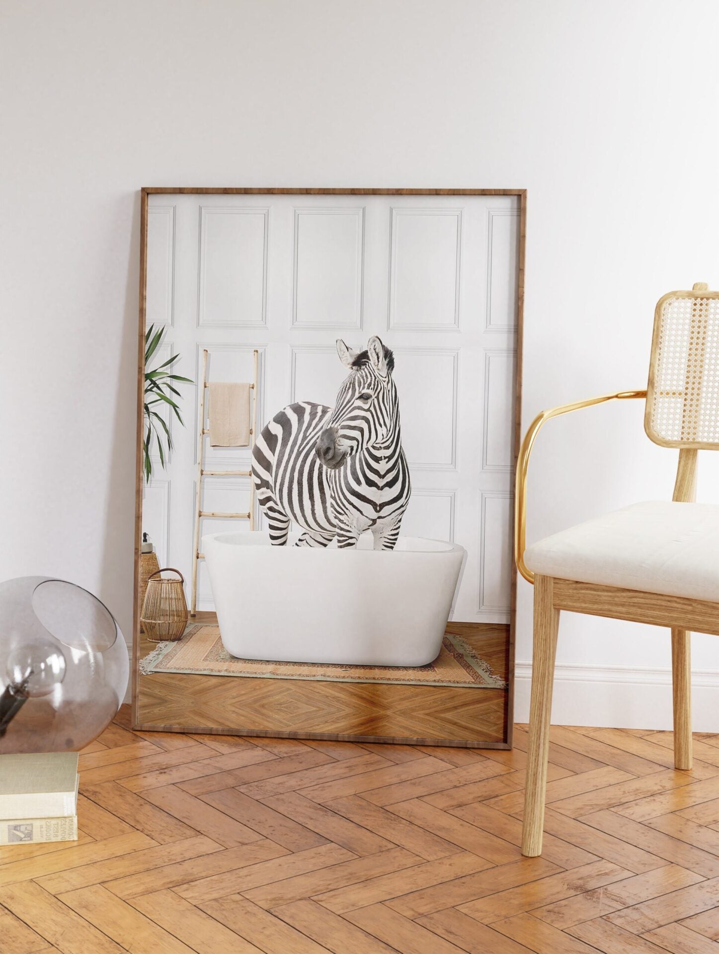 Zebra in the Bathtub Poster, Zebra Print