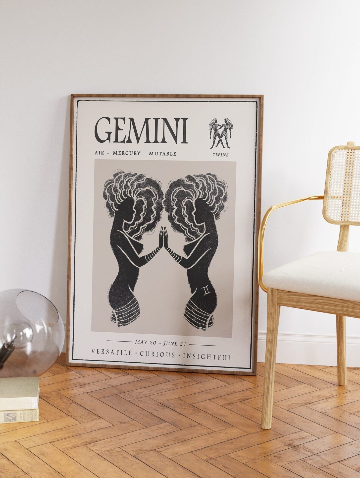 Zodiac Star Sign Poster, Gemini Zodiac Print