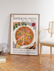 Pepperoni Pizza Food Poster, Italian Print