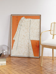 Japanese Kimono Wall Art, Orange Japanese Kimono Poster