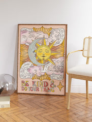 Sun and Moon Poster, Retro 70's Print