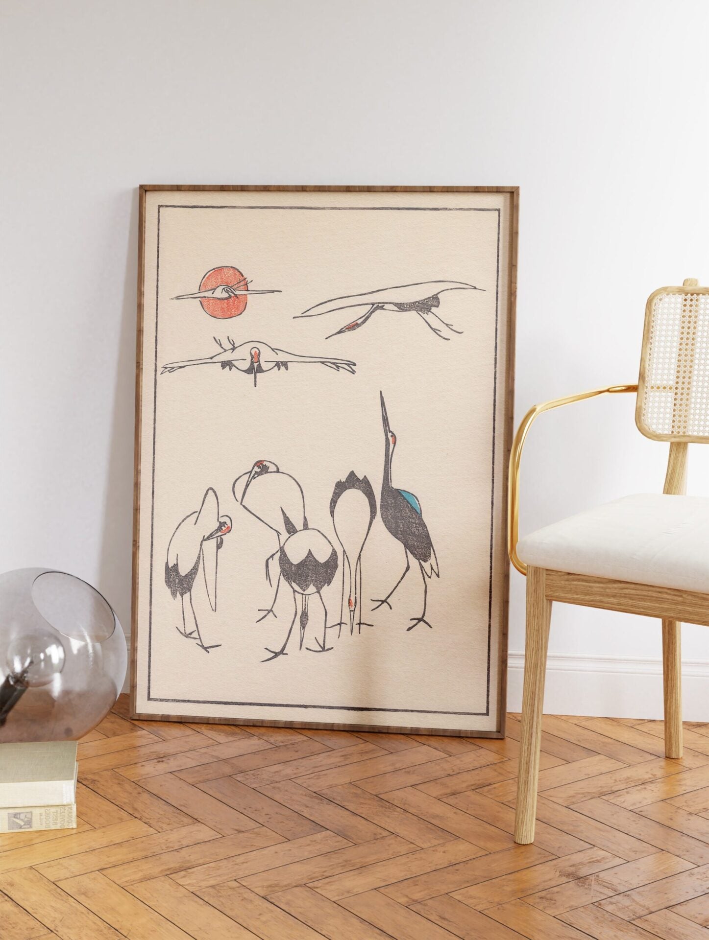 Japanese Cranes Poster, Japanese Animal Print