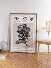 Pisces Zodiac Poster, Pisces Spiritual Print