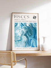 Pisces Zodiac Poster, Zodiac Star Sign Print