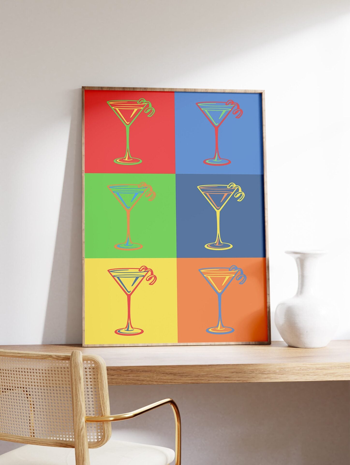 Cocktail Glasses Poster, Pop Art Cocktail Print