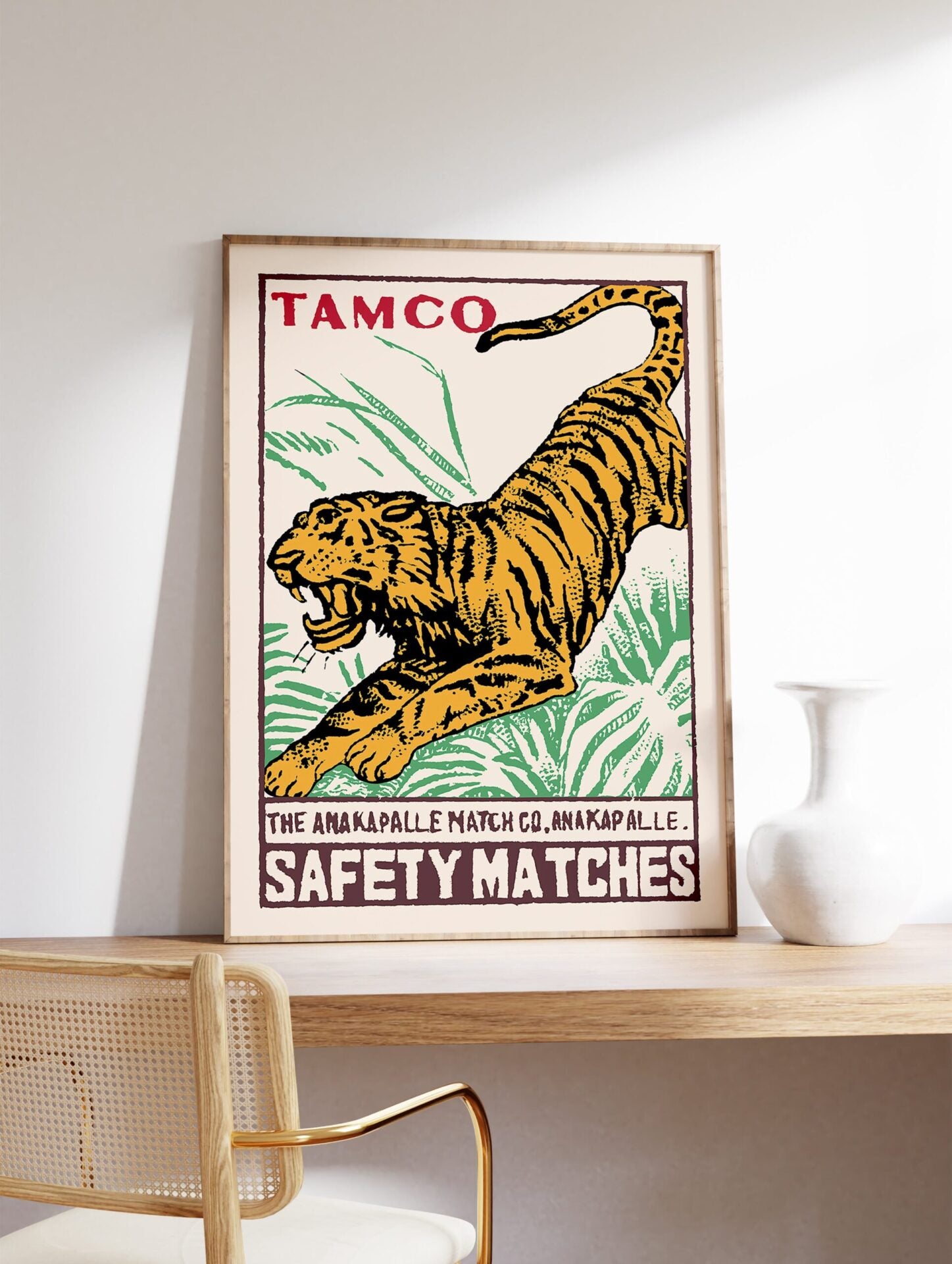 Tamco Tiger Matchbox Poster, Japanese Tiger Print