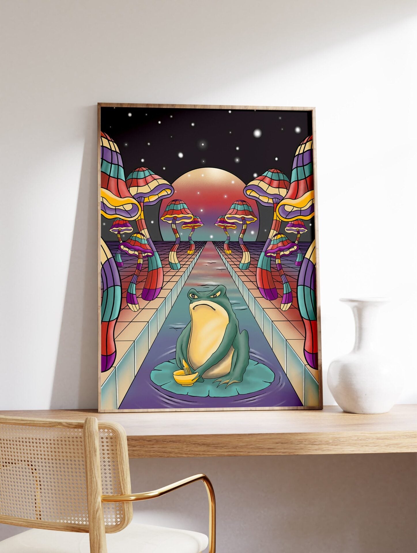 Psychedelic Frog Poster, Retro Psychedelic Frog Print