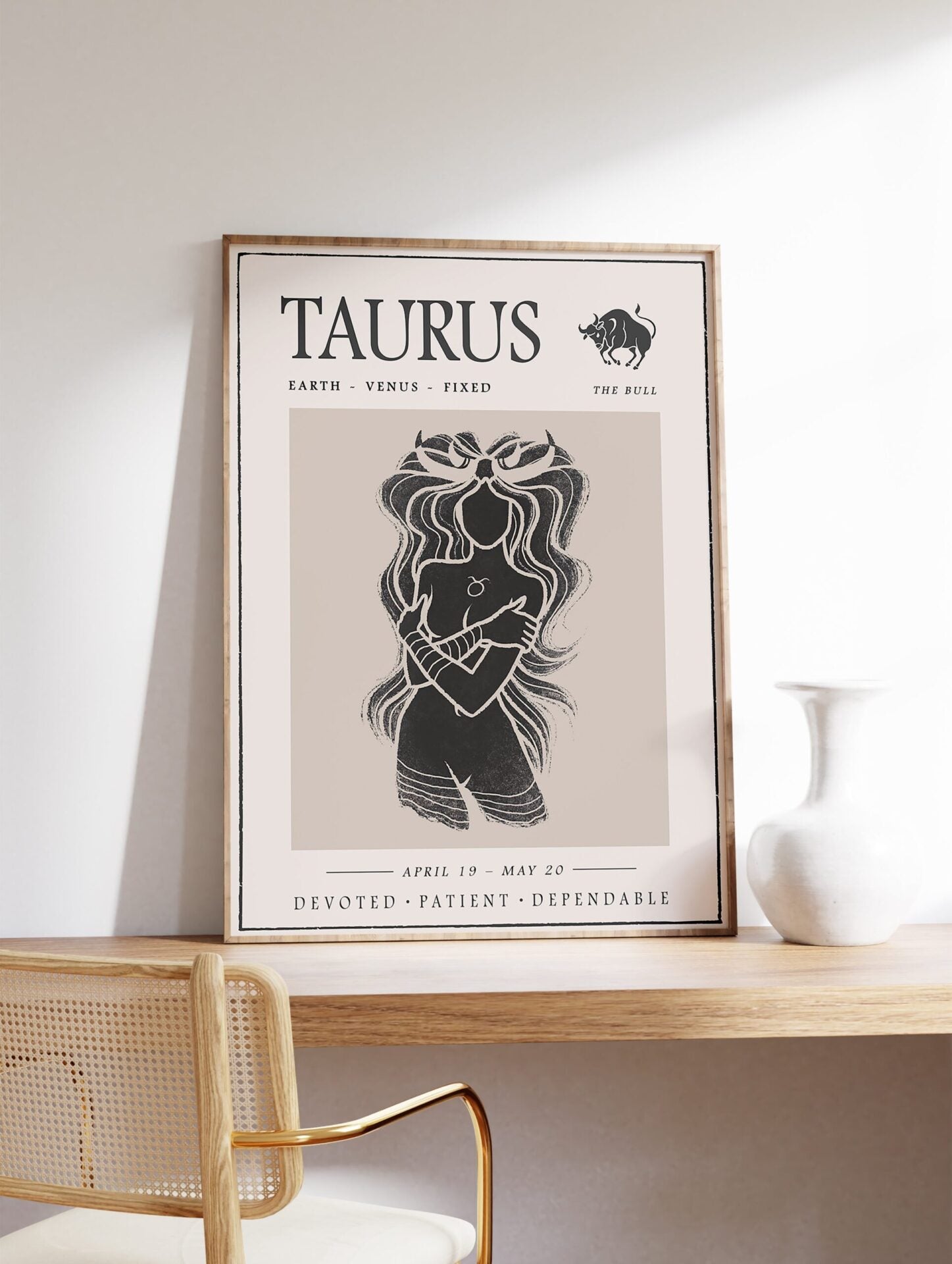 Zodiac Star Sign Poster, Taurus Zodiac Print