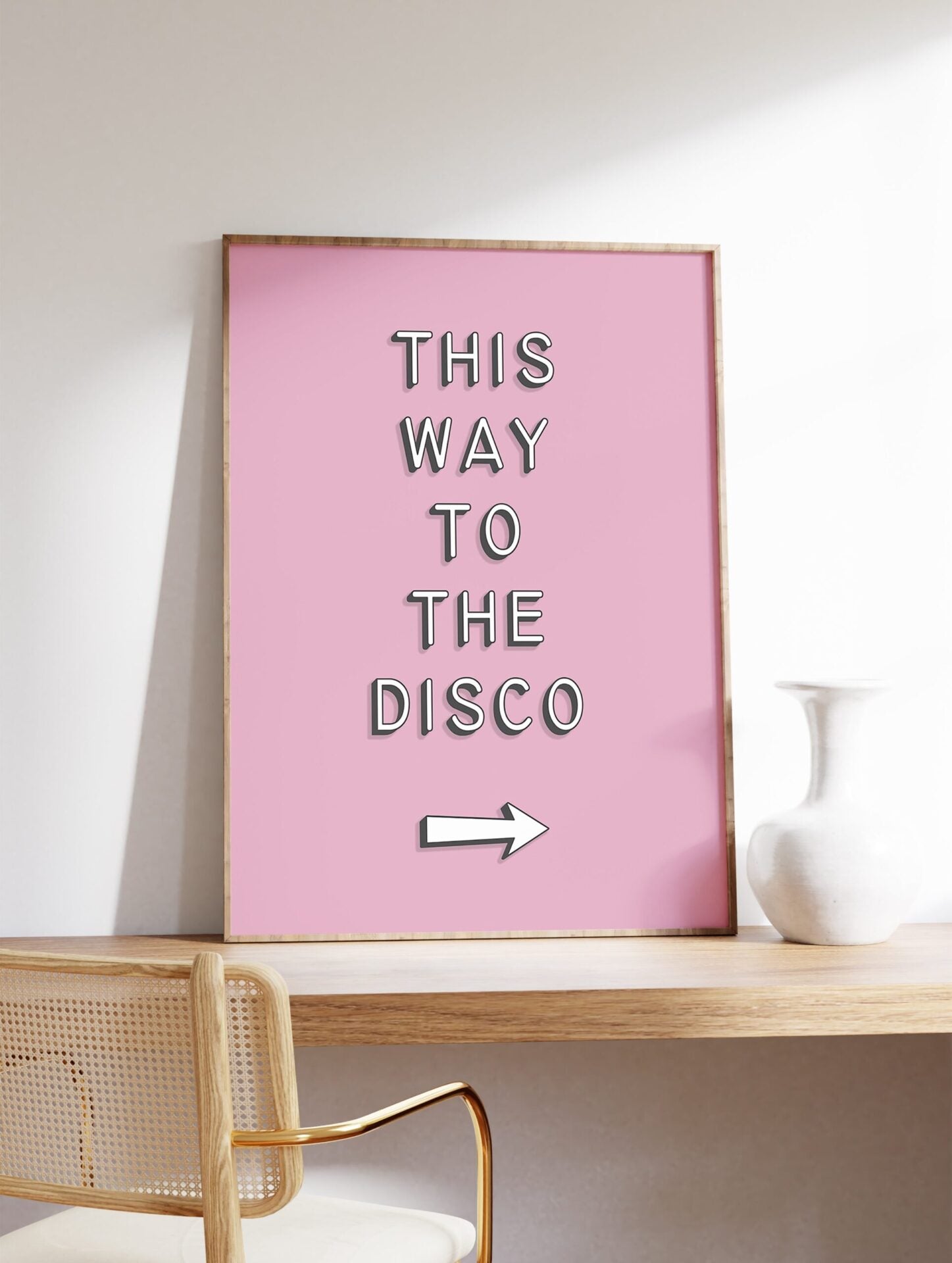 This Way to the Disco Typography Poster, Typography Print