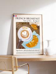 Croissant and Coffee Food Poster, Coffee Print