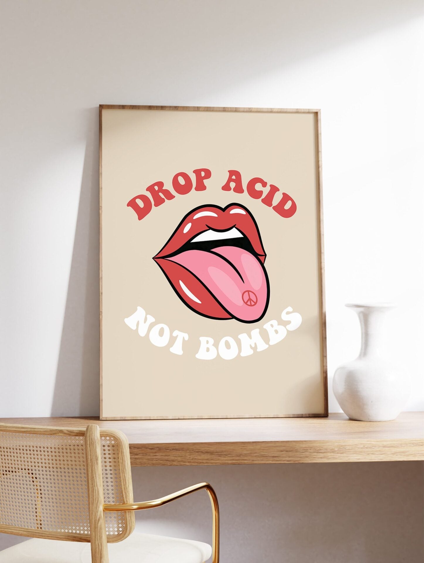 Drop Acid Not Bombs Poster, Psychedelic Print