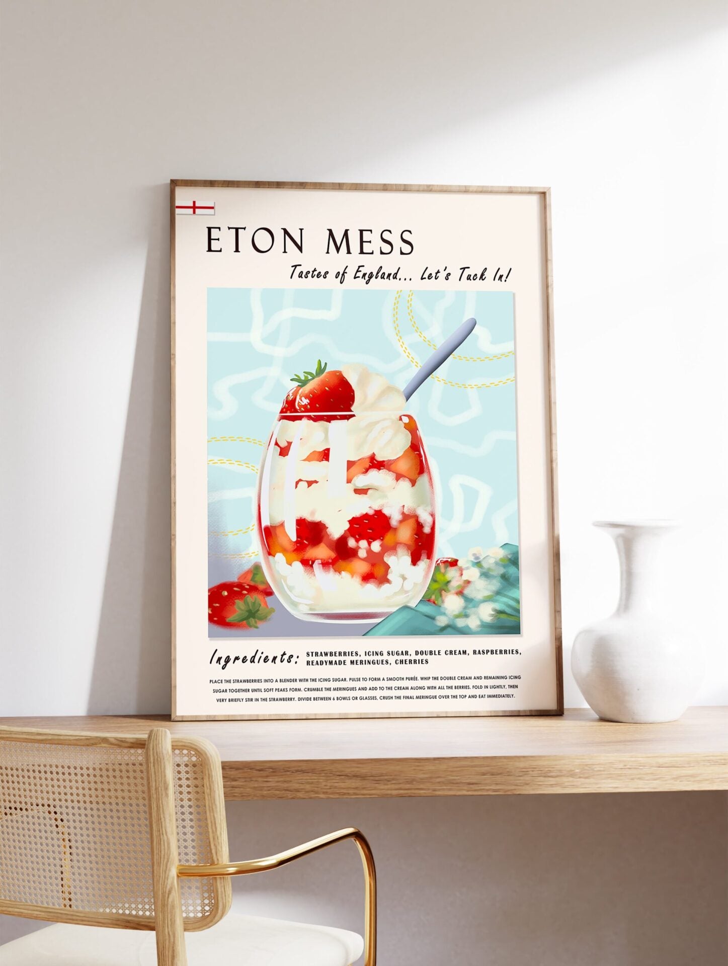 Eton Mess Dessert Poster, Ice cream Dessert Print