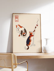 Minimalist Japanese Cat Poster, Japanese Cat Print